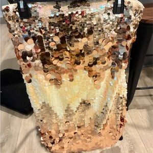 Le Lis Gold and Cream Sequin Pencil Dress